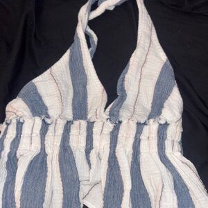 Ocean Drive Blue and White Halter Top